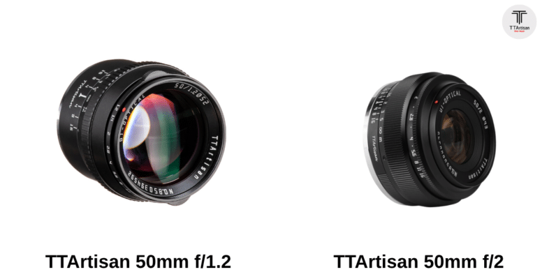 So sánh TTArtisan 50mm f1.2 vs 50mm f2