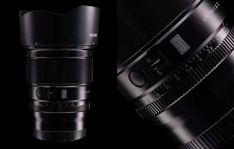 Viltrox 75mm f/1.2 lại ghi điểm với công tắc AF/MF tích hợp ngay trên thân ống kính, cho phép người dùng chuyển đổi tức thời chỉ với một thao tác gạt